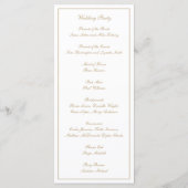 Elegant Simple Monogram Formal Gold Weddenschap Programma (Achterkant)