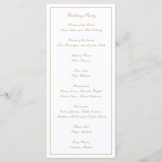Elegant Simple Monogram Formal Gold Weddenschap Programma (Achterkant)