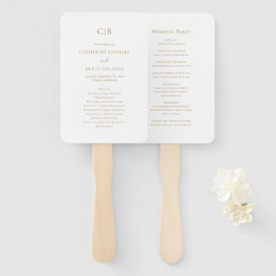 Elegant Simple Monogram Gold Wedding Program Handwaaier