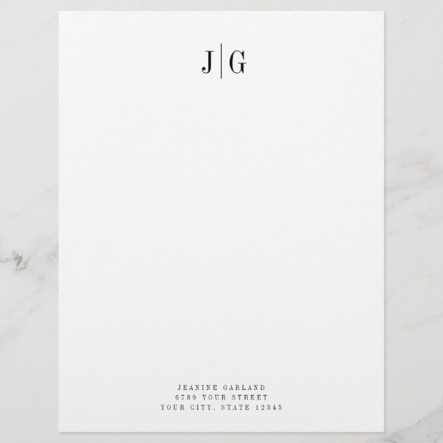 Elegant Simple Monogram Minimal Professional Briefhoofd (Voorkant)