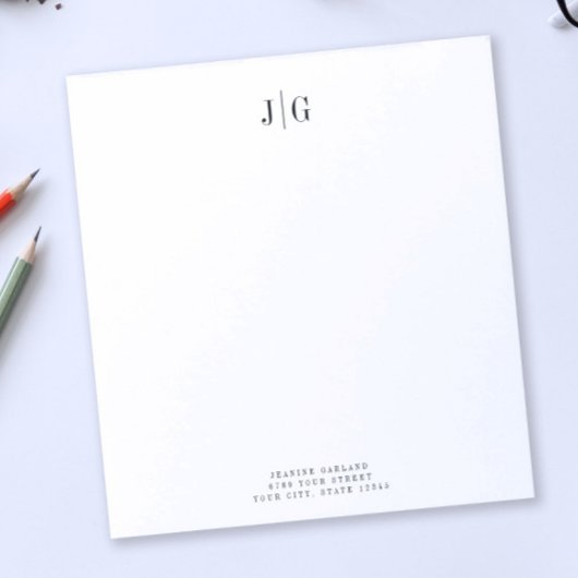 Elegant Simple Monogram Minimalist Letterhead Notitieblok