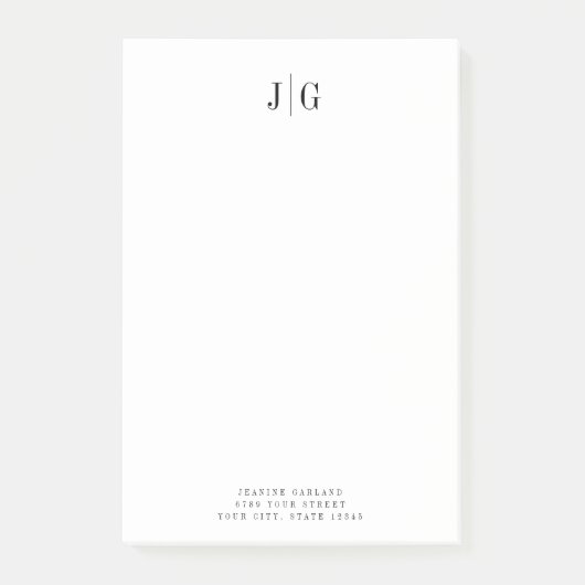 Elegant Simple Monogram Minimalist Letterhead Post-it® Notes (Voorkant)