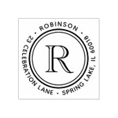 Elegant Simple Monogram Round Return Address Rubberstempel (Afrduk)