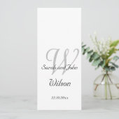 Elegant Simple Monogram Wedding Church Programme Kaart (Staand voorkant)