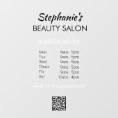 Elegant Simple Opening Hrs Beauty Salon QR-code Raamsticker (Vel)