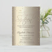 Élégant Simple Or Diamonds Sweet 16 Invitation (Debout devant)