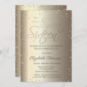 Élégant Simple Or Diamonds Sweet 16 Invitation (Devant / Derrière)