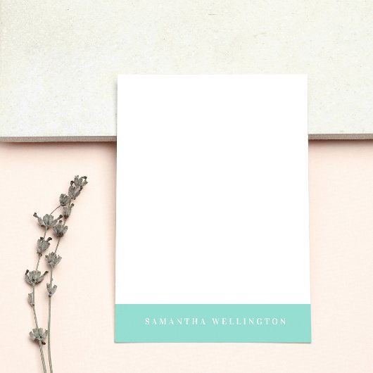Elegant Simple Overlay Mint Green Name Note Card Notitiekaartje