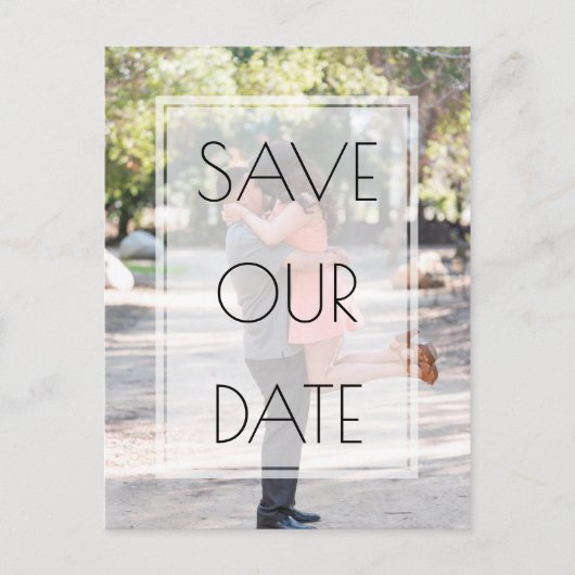 Elegant Simple Overlay Photo Wedding Save the Date Aankondigingskaart (Voorkant)