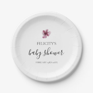 Elegant Simple Paars Girl Baby shower Papieren Bordje