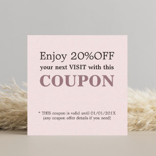 Élégant Simple Pastel Beauty Salon Coupon à rabais