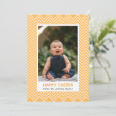 Elegant Simple Pattern Happy Easter Photo Feestdagenkaart (Staand voorkant)