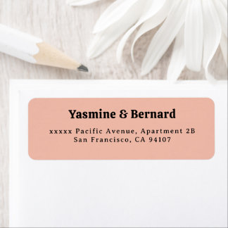 Elegant Simple Peach Wedding Return Address Etiket