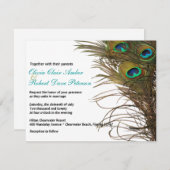 Elegant Simple Peacock Feathers Weddenschap Kaart (Voorkant / Achterkant)