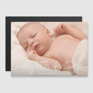 Elegant Simple Photo Holiday Birth Notice Magnetische Uitnodiging