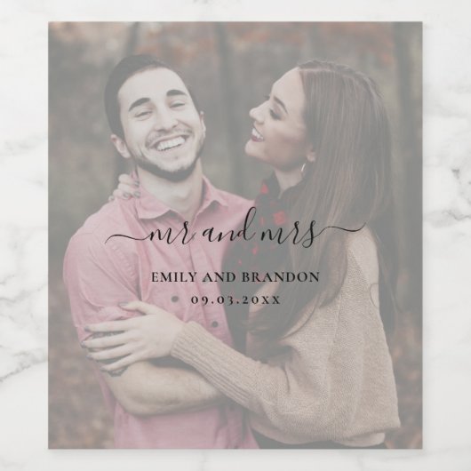 Elegant Simple Photo Modern Wedding Wijn Etiket (Enkel label)