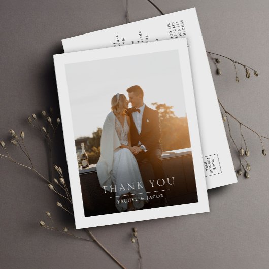 Elegant Simple Photo Wedding Thank You Briefkaart
