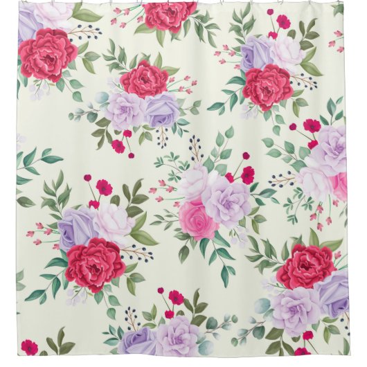 Elegant Simple Pink floral Douchegordijn (Voorkant)