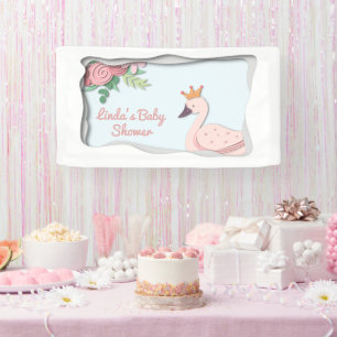 Elegant Simple Pink Swan Princess Baby shower Spandoek