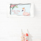 Elegant Simple Pink Swan Princess Baby shower Spandoek (Insitu)