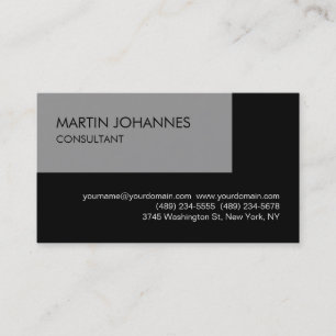 Elegant Simple Plain Black Grey Visitekaartje
