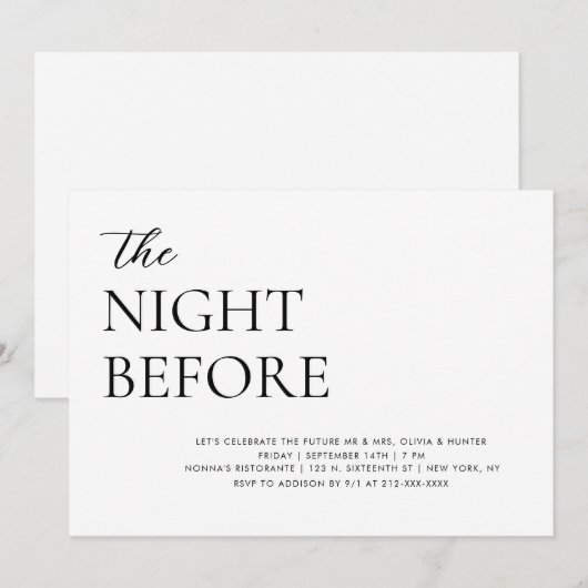 Elegant Simple Rehearings Dinner Invitation Kaart (Voorkant / Achterkant)