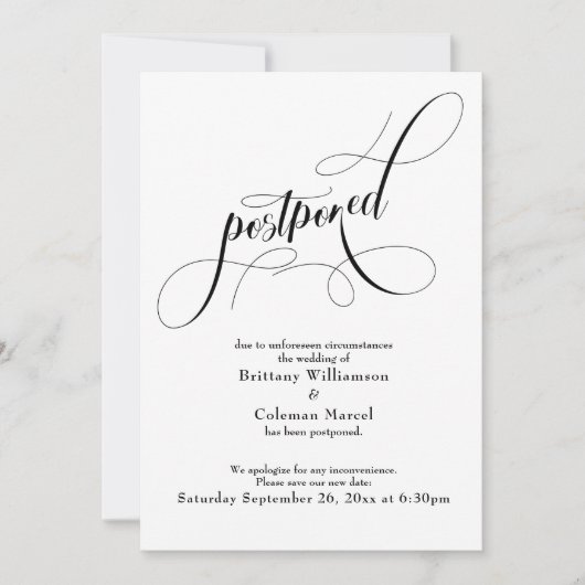 Élégant simple report Mariage Faire-part (Devant)