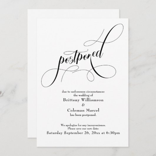 Élégant simple report Mariage Faire-part (Devant / Derrière)