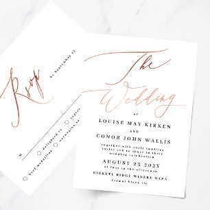 Elegant Simple Roos Gold met Rsvp op rughuwelijk Kaart