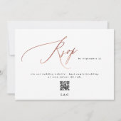 Elegant Simple Roos Gold met Rsvp QR-code bruiloft Kaart (Achterkant)