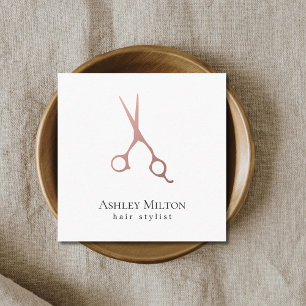 Elegant Simple Roos Gold Scissors Hair Stylist Vierkante Visitekaartje