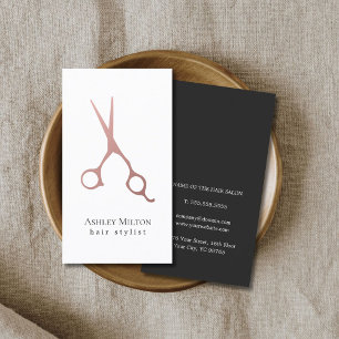 Elegant Simple Roos Gold Scissors Hair Stylist Visitekaartje