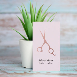 Elegant Simple Roos Gold Scissors Hair Stylist Visitekaartje