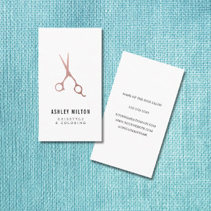 Elegant Simple Roos Gold Scissors Hair Stylist Visitekaartje