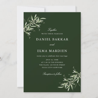 Elegant Simple Rustic Botanical Greenery Wedding Kaart