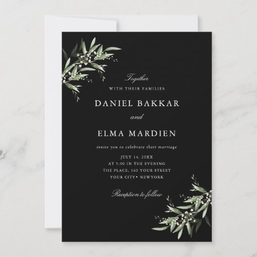 Elegant Simple Rustic Botanical Greenery Wedding Kaart (Voorkant)