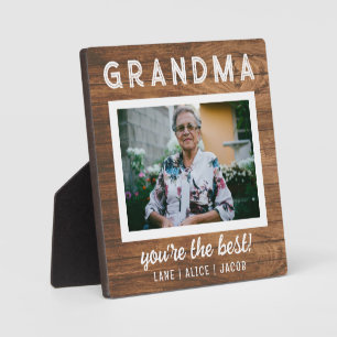 Elegant Simple Rustic Wood Grandma Custom Photo Fotoplaat