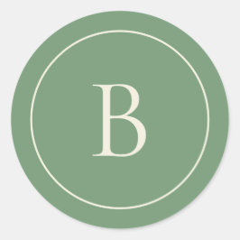 Elegant Simple Sage Monogram Envelope Seal Ronde Sticker