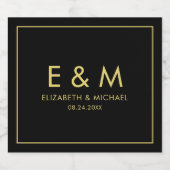 Elegant Simple Save the Date Gold Text Monogram Sparkling Wijnetiket (Enkel label)