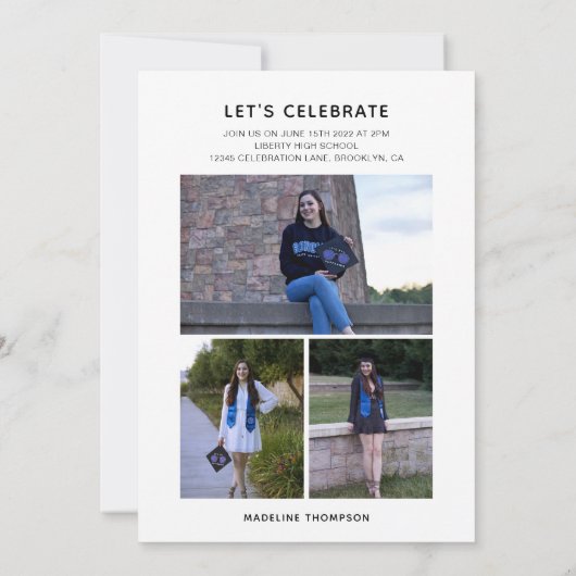 Elegant Simple Script Afstuderen het Afstuderen Fo Kaart (Achterkant)