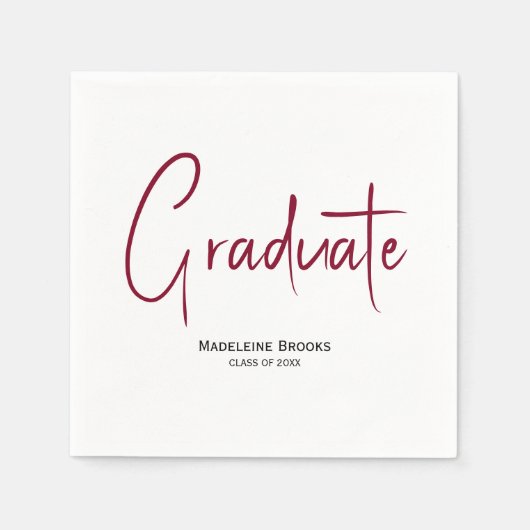 Elegant Simple Script Custom Graduation Napkins Servet (Voorkant)
