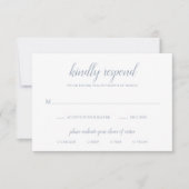 Elegant Simple Script Dusty Blue Wedding RSVP Kaartje (Voorkant)