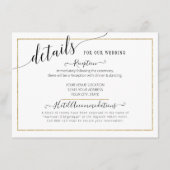 Elegant Simple Script Gold Glitter Weddenschap Det Informatiekaartje (Voorkant)