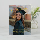 Élégant simple script photo Gold Foil Faire-part (Debout devant)