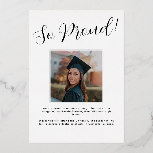 Élégant simple script photo Gold Foil Faire-part (Verso)