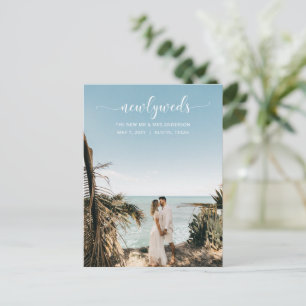 Elegant Simple Script Photo Wedding Announding Briefkaart