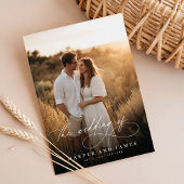 Elegant Simple Script QR Code Photo Budget Wedding Kaart