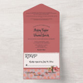 Elegant Simple Script Roze Moderne Floral Wedding All In One Uitnodiging (Binnen)