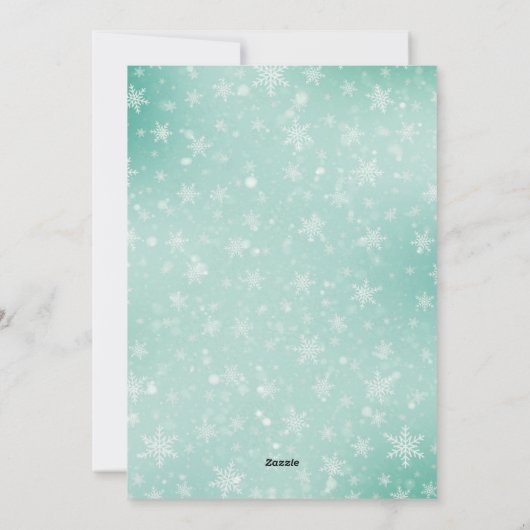 Elegant Simple Snowy Green Merry-kerstfoto Feestdagenkaart (Achterkant)