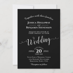 Elegant Simple Sophisticated Black Wedding Kaart
